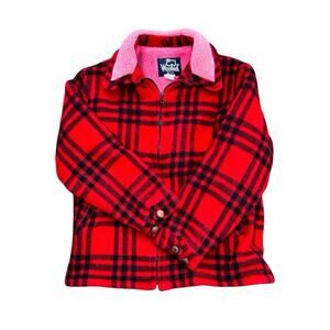 Vintage Woolrich Jacket Buffalo Plaid Wool Sherpa Lined Mackinaw Size Medium